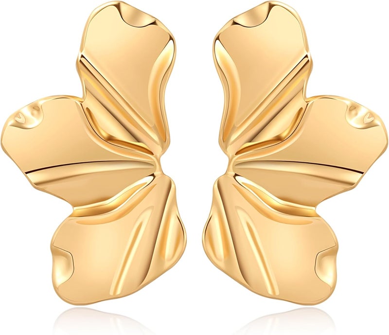 EXPHAIN Irregular Petal Earring For Women Stainless Steel Unique Statement Flower Dangle Earrings Trendy Jewelry Gift - Image 1